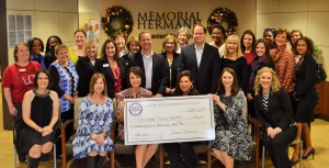 Representatives of the organizations receiving proceeds from the 2015 Sugar Plum Market joined members of FBJSL and representatives of Memorial Hermann on December 11th to celebrate the Market’s success.